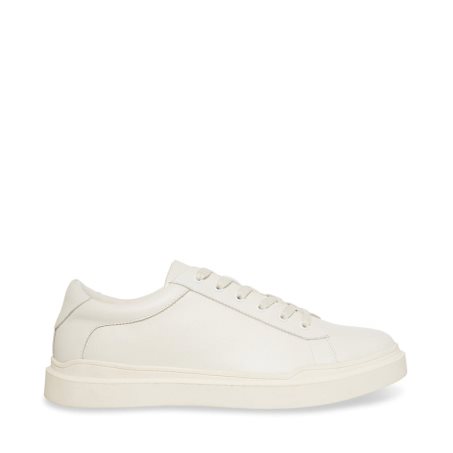 White Steve Madden Tilton Leather Men's Sneakers | PH 4589AGS